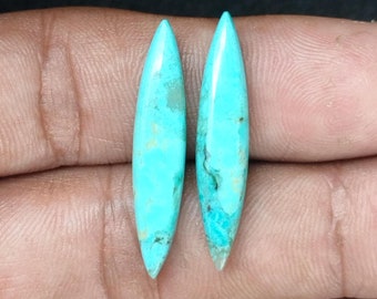 May include: Two turquoise cabochon stones with a pointed tip, set in a teardrop shape.