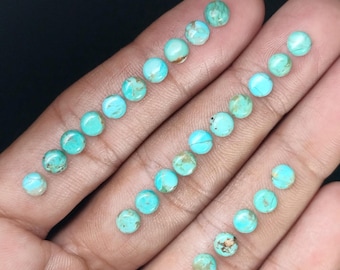 Natural Mohave Arizona Turquoise 5 MM Round Cabochon 25 Pieces Pack, Calibrated Loose Gemstones, aaa Quality Flat Back Jewelry Making