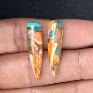 Natural Oyster Copper Turquoise, 8x30 MM Smooth Tear Drops Briolette Pair, Loose semi-precious Gemstone Beads For Earrings Making