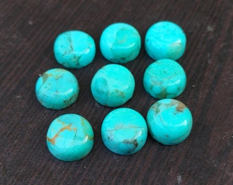 Genuine Natural Arizona Turquoise Round Shape Cabochon, Flat Back Calibrated Gemstone, aaa Quality, Kingman Stones All MM Sizes Available