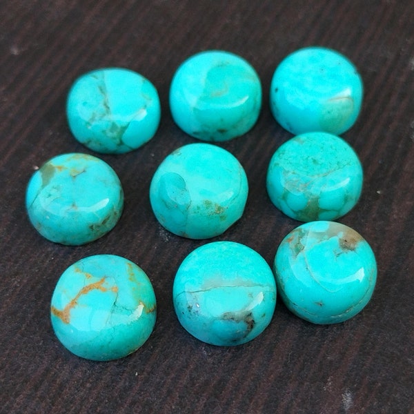 Genuine Natural Arizona Turquoise Round Shape Cabochon, Flat Back Calibrated Gemstone, aaa Quality, Kingman Stones All MM Sizes Available