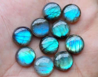 4 MM to 30 MM Natural Labradorite Round Shape Cabochons Flat Back Calibrated Wholesale Gemstones aaa Quality All Sizes Available