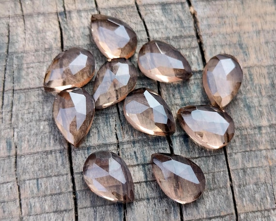 Natural Smoky Quartz Rose Cut Gemstone: AAA Calibrated Pear Shape