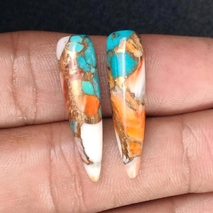Oyster Copper Turquoise 8x30 MM Smooth Tear Drops, Briolette Beads, Gemstones Pair, Loose semi-precious, For Jewelry Making 2 Pcs