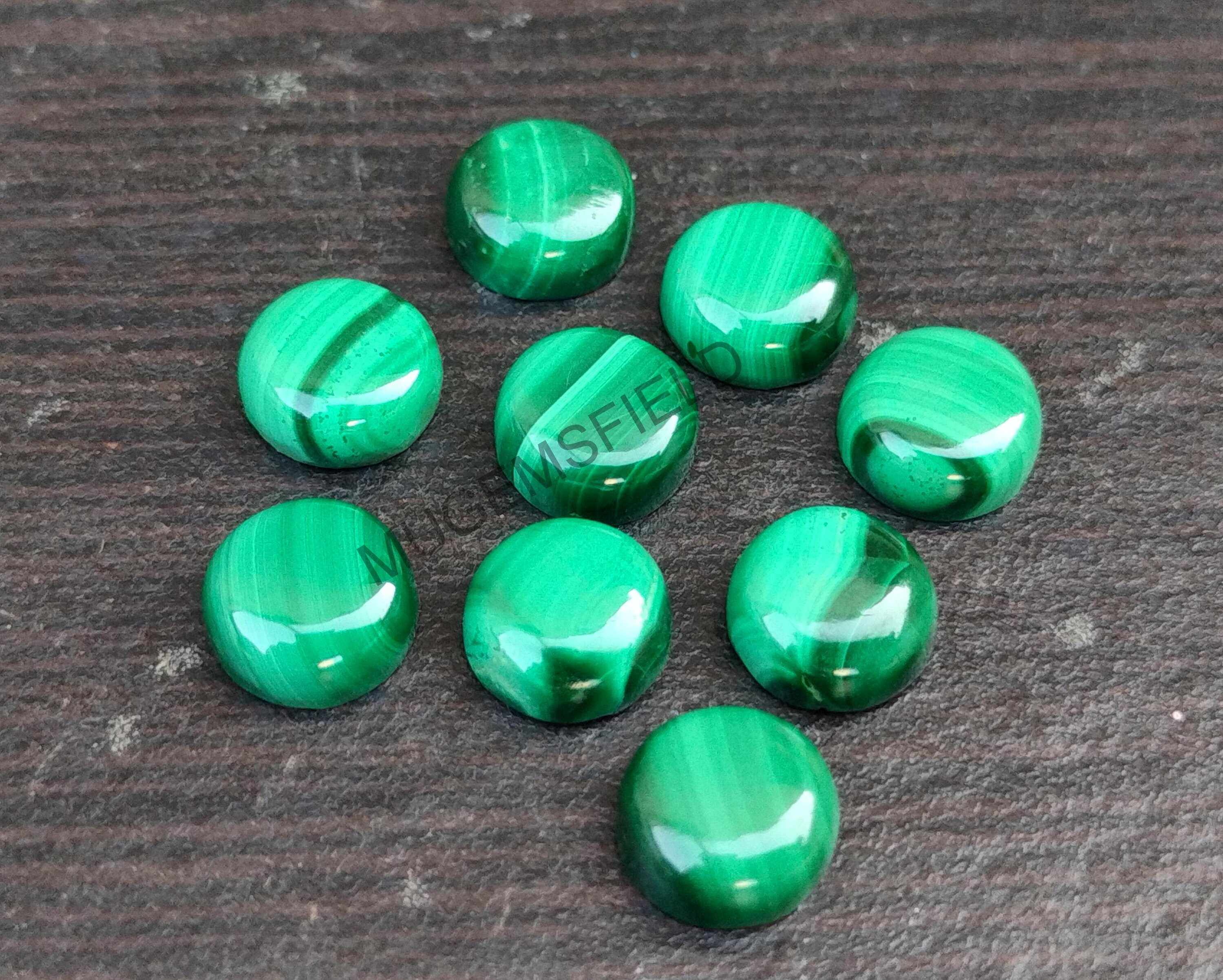 Artisan Natural Malachite Round Shape Cabochons Flat Back Calibrated Gemstones Wholesale aaa Quality All Sizes Available 4 MM to 25 MM