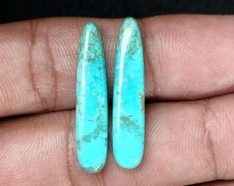Arizona Turquoise Cabochon Pair: 6 x 29 MM Egg Shape Gemstone