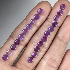 6x6 MM Natural Amethyst Round Shape Cabochons Flat Back Calibrated AAA+ Quality Wholesale Gemstones For Jewelry Making 21 Pieces