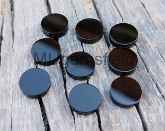 High-Quality Natural Black Onyx Round, Both Side Flat Discs, Calibrated Gemstones, Semi-precious stone All Custom Size Available 4 to 40 mm