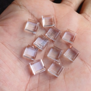Premium Clear Crystal Quartz Square Step Cut, aaa Qualität, natürliche Edelsteine, flache Rückseite, kalibrierte Edelsteine, alle Größen erhältlich
