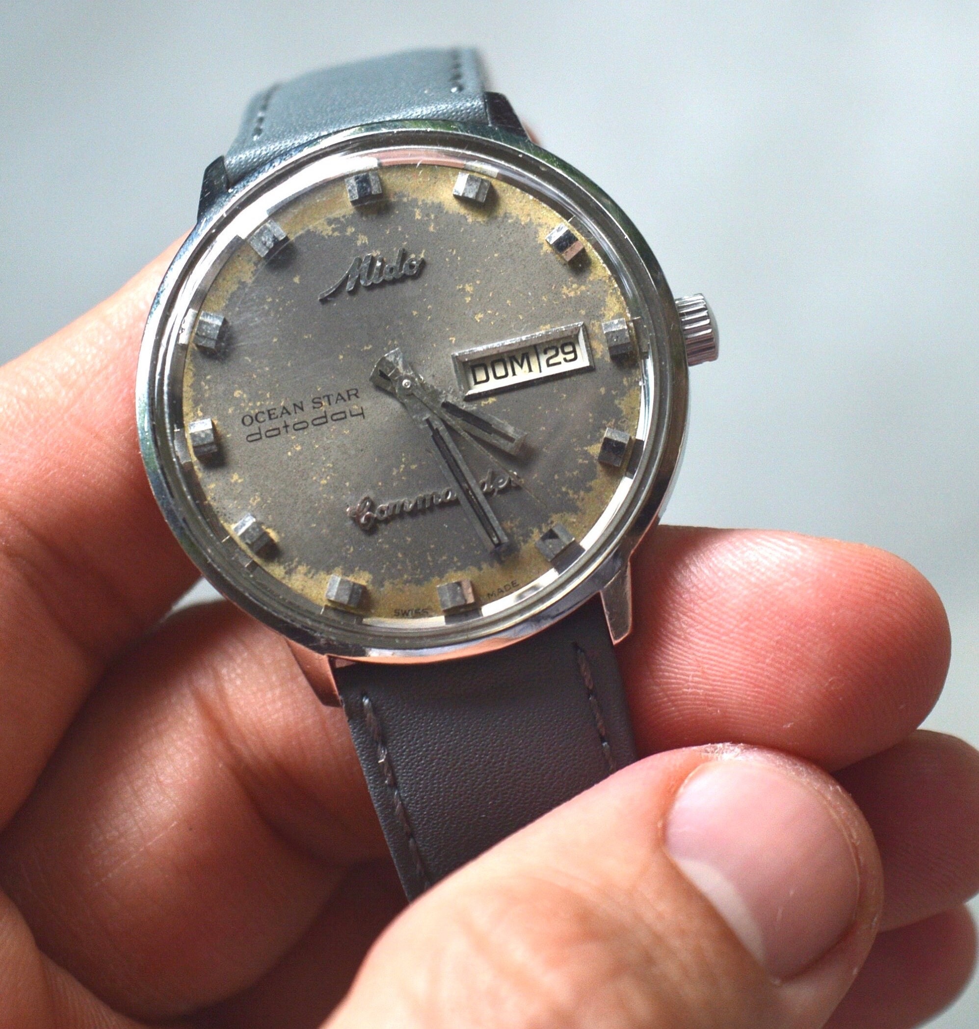 時計 Mido Commander swiss made Mido Commander 1970 Day Date Men's Stainless Steel Watch Grey Dial 41M