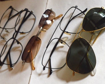 Lot of Vintage Sunglasses and Specs. Ray Ban Aviators. Classic Retro Eye Wear. Old School.