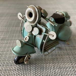 Scooter Miniature Vintage Model. Gift Ideas Anniversary Birthday Car Bike Collector Retro Old School Love Blue Home Decoration Showpiece