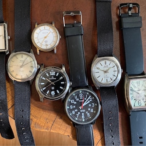 Lot of 7 Vintage Watches. Retro Gold Dress Jager Army Tudor Tissot Timex Casio Anniversary Birthday Gift Ideas Swiss HMT Sonata Seiko Gold