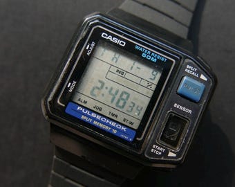 Casio JP-100 Vintage Pulse Watch. Rolex Tudor Heuer Hamilton Citizen Seiko Classy Luxury Birthday Anniversary Gift Ideas Him Her Tissot HMT