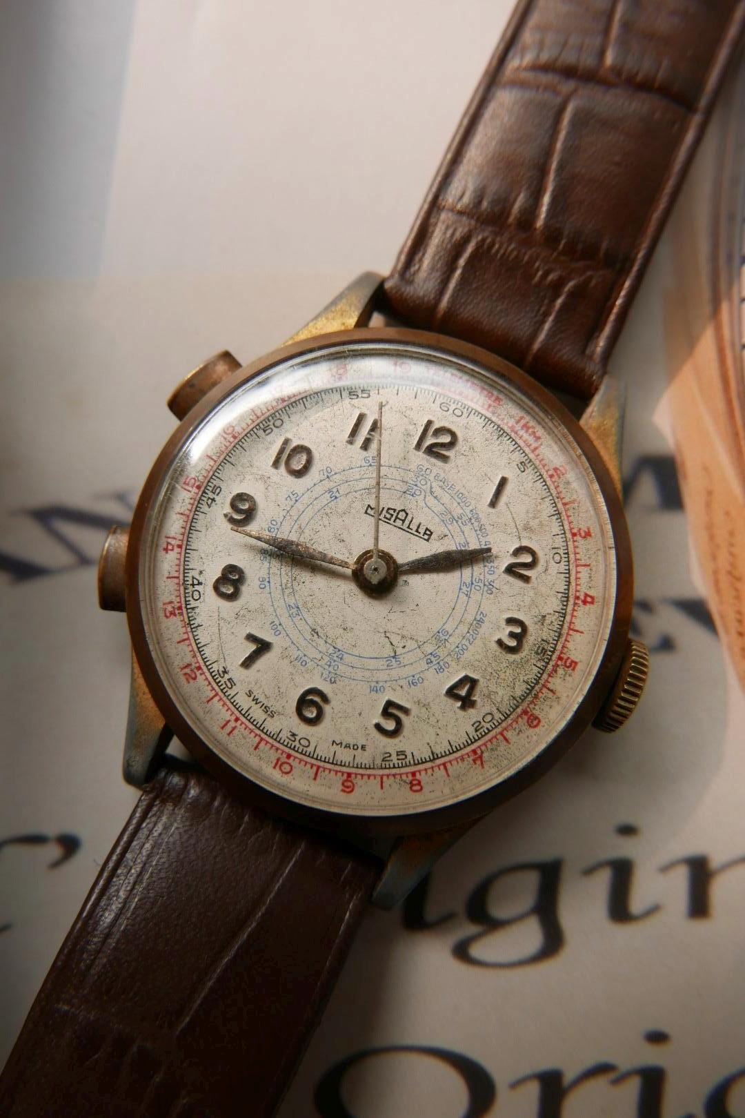 Misalla Vintage Chronograph Watch. Army Omega Rolex IWC CWC  display picture 2