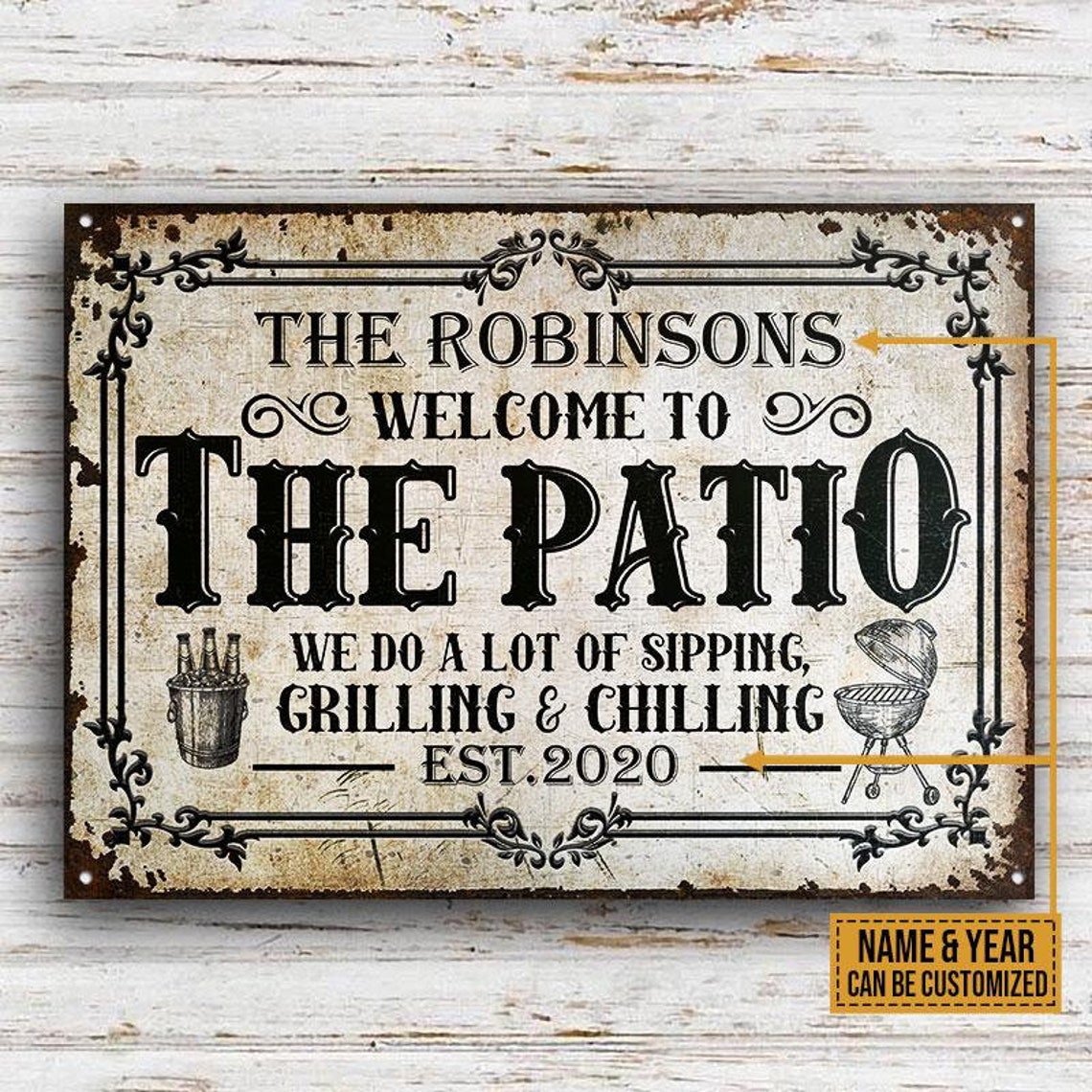 Personalized Patio Metal Sign Patio Bar & Grill Metal Sign Etsy