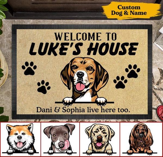 Personalized Dog House Doormat Customized Dog Name Floor Mat Etsy