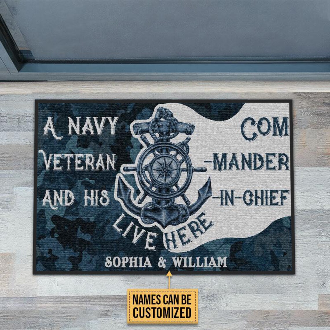 Personalized Navy Veteran Doormat Navy Veteran Live Here Etsy
