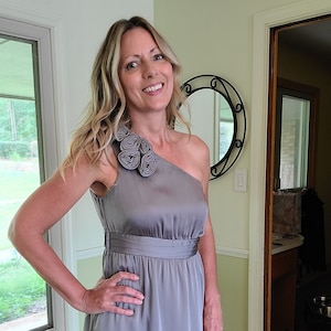 80&#39;s Vintage Gray Evening gown, By Tevolio, prom dress, bridesmaid dress, Size 2