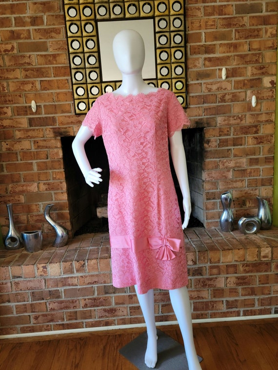 Pink Lace Dress/ Vintage 1960's - image 1