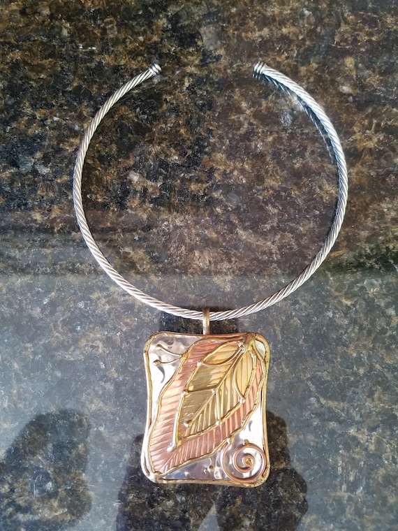 Vintage Choker with pendant/ Mid-century/ Brutalis