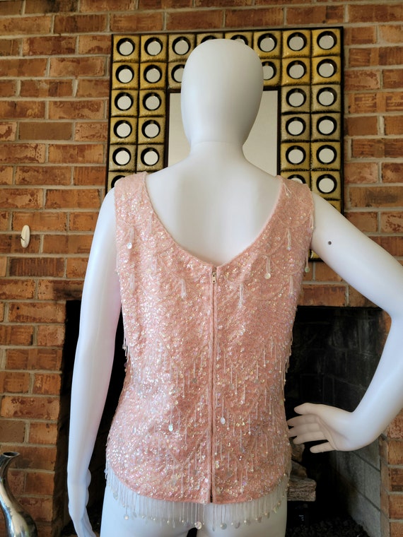 Pink Sequin Tank Top/Vintage/Vintage sequin top/s… - image 6