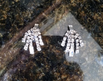 Vintage Rhinestone Earrings/ 1950's Earrings, Women's Jewelry