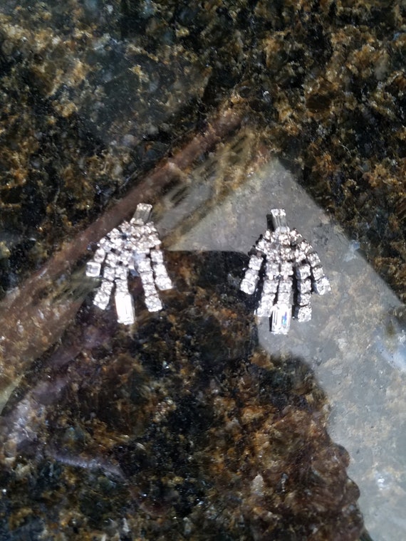 Vintage Rhinestone Earrings/ 1950's Earrings, Wom… - image 1