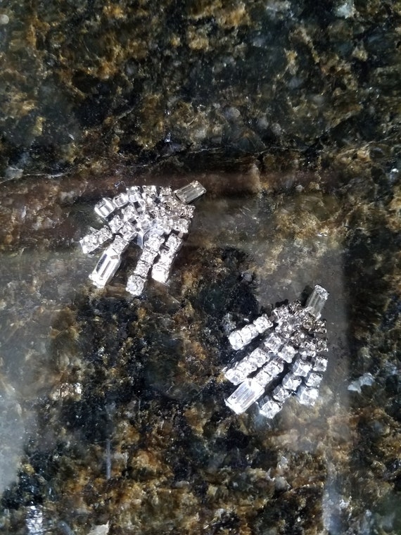 Vintage Rhinestone Earrings/ 1950's Earrings, Wom… - image 2