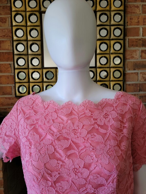 Pink Lace Dress/ Vintage 1960's - image 2