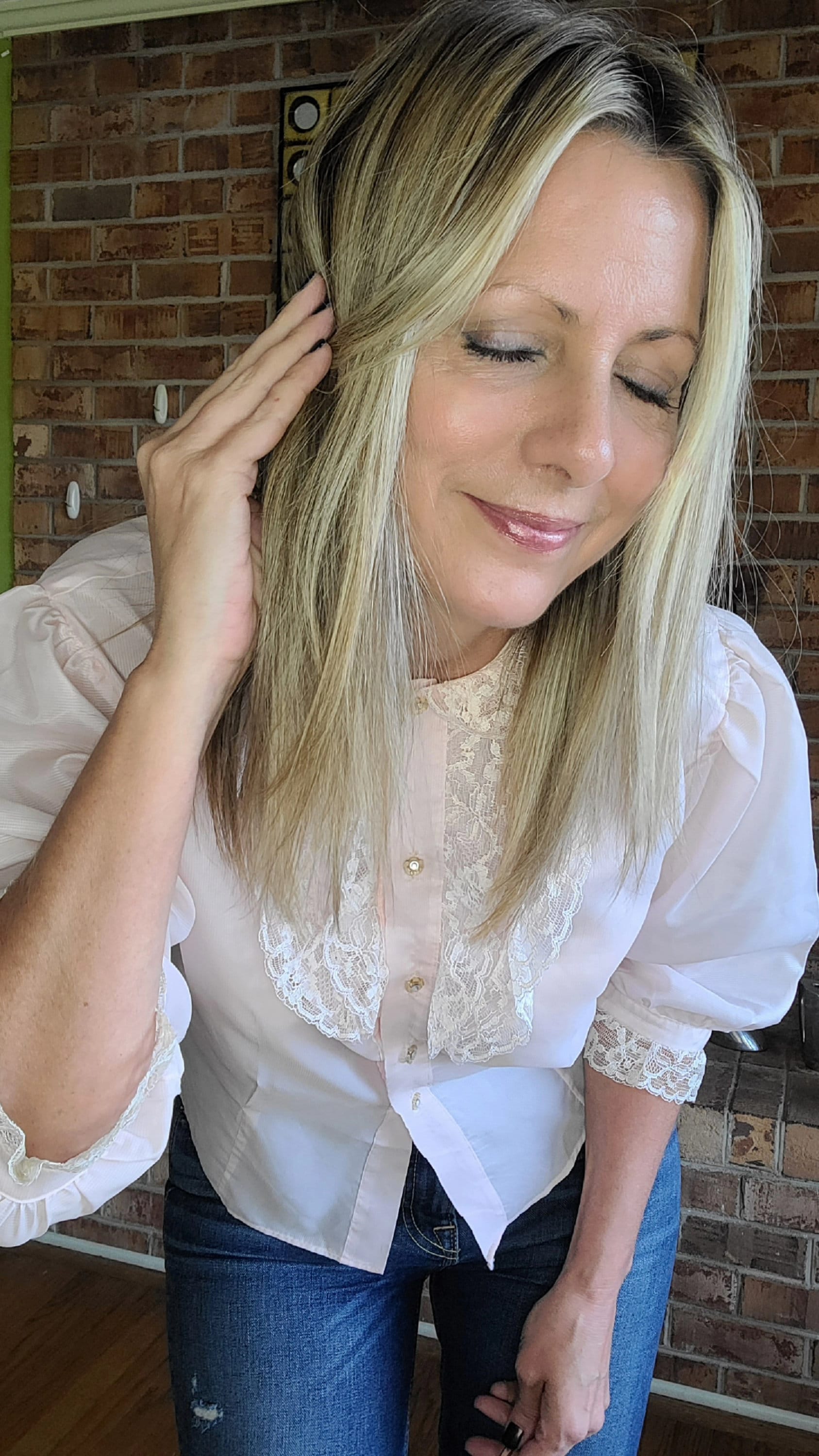 Vintage Sheer Pink Peasant Top, Dacron Top, 60s Peasant Top