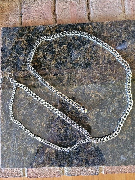 silver chain metal belt, vintage chain belt, chai… - image 6