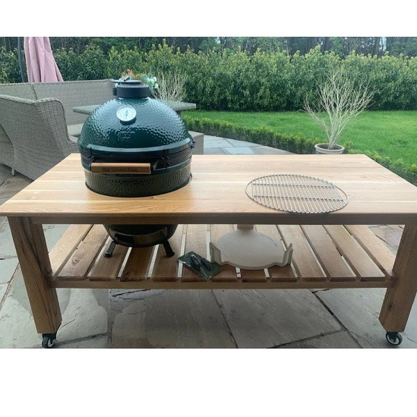 Solid Oak Kamado BBQ table - Big Green Egg - Kamado Joe - Monolith