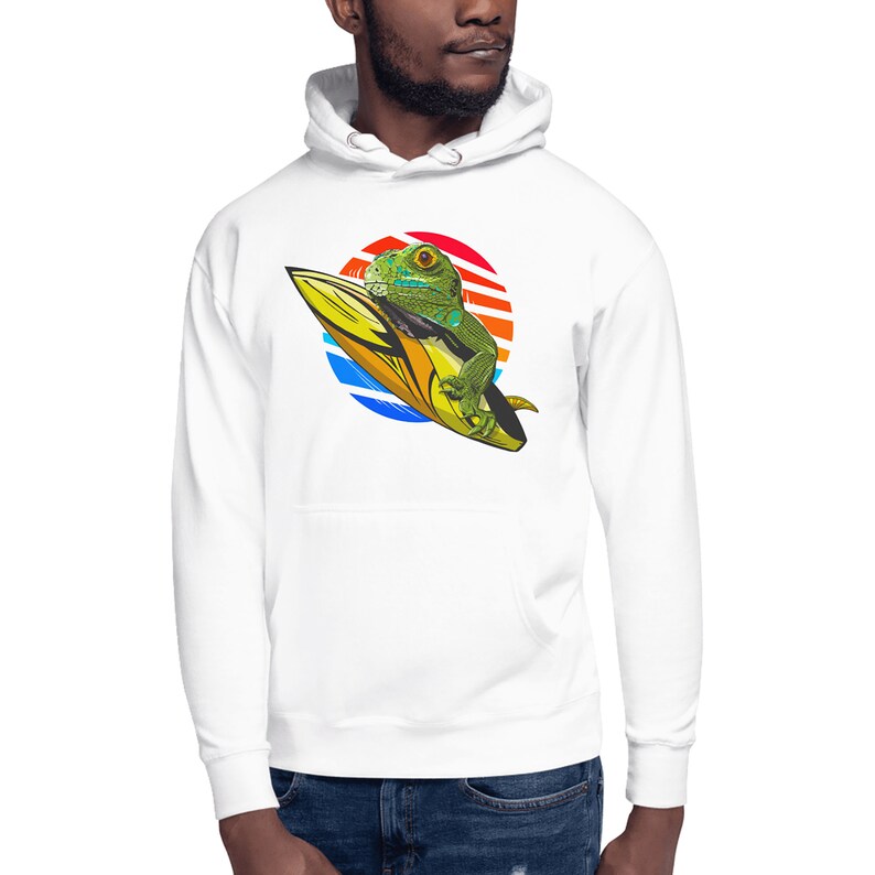 California Hoodie Sunset Lizard with surfboard Unisex Etsy