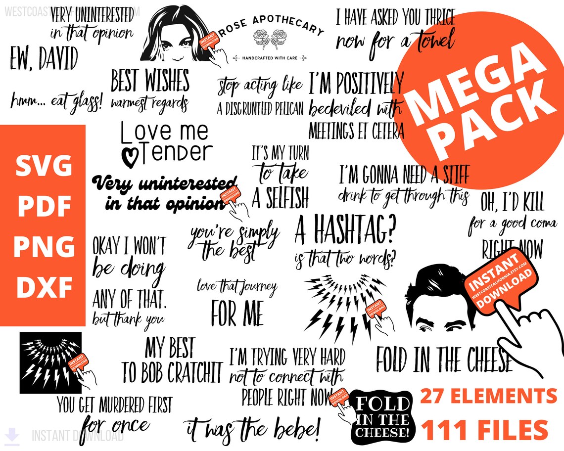 Schitts Creek SVG Moira quotes bundle SVG Digital stickers Etsy