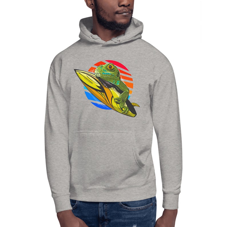 California Hoodie Sunset Lizard with surfboard Unisex Etsy