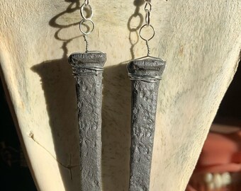 Coffin nail earrings ( cold cast )