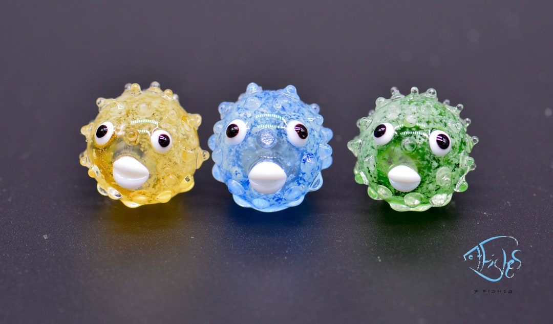 Glow in the Dark Puffer Fish Glass Ornament Etsy