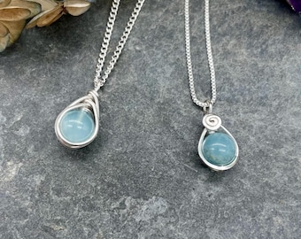Handgemachte Aquamarin 925 Sterling Silber Kette - Anhänger mit echten Aquamarin - Geschenk für Sie