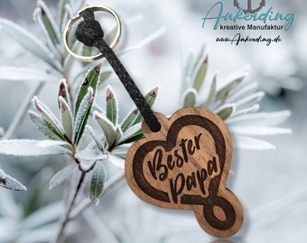 Genuine Walnut Keychain - BEST PAPA -