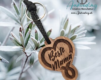 Genuine Walnut Keychain - BEST MAMA -