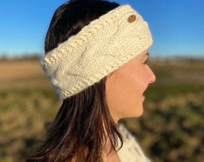 Featured listing image: EN Knitting instructions for a headband with cable pattern