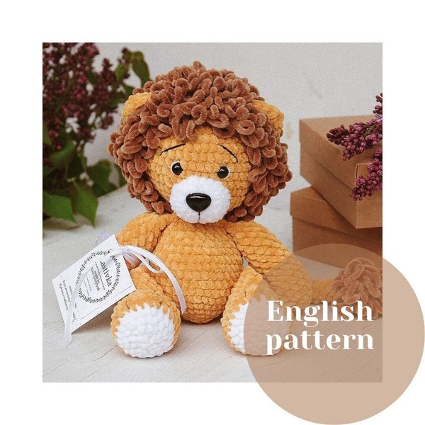 Plush Lion Crochet Amigurumi Pattern pdf tutorial Lion King Leo Amigurumi easy pattern Animales de safari, León de ganchillo amigurumi