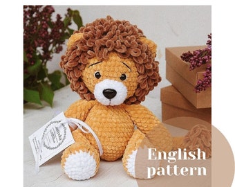 Plush Lion Crochet Amigurumi Pattern pdf tutorial Lion King Leo Amigurumi easy pattern Safari animals, Crochet lion amigurumi