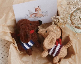 Hund Tax valp gosedjur Skallra tax leksak Tvillingbaby presentask för gravida Bondgårdspresent till babyshowern.