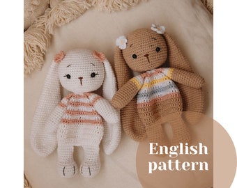 Bunny Crochet Lovey Blanket Amigurumi Pattern: Leela Rabbit Toy (Digital PDF)
