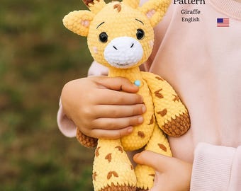 Giraffe Crochet Pattern Safari Animal Plush Amigurumi African Sawanna Safari nursery decor handmade gift