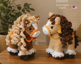 Horse ponny crochet pattern amigurumi pdf step by step plush pony toy farm stuffed animal tutorial