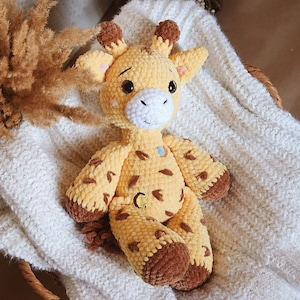 Giraffe Plush Personalized toy baby gift stuffed animal. Name embroidery soft toy safari animal. Nursery soft children present