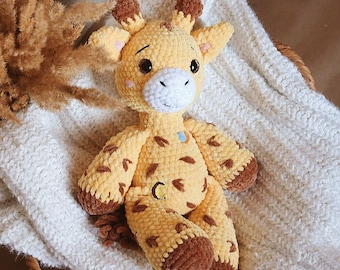 Giraffe Plush Personalized toy baby gift stuffed animal. Name embroidery soft toy safari animal. Nursery soft children present